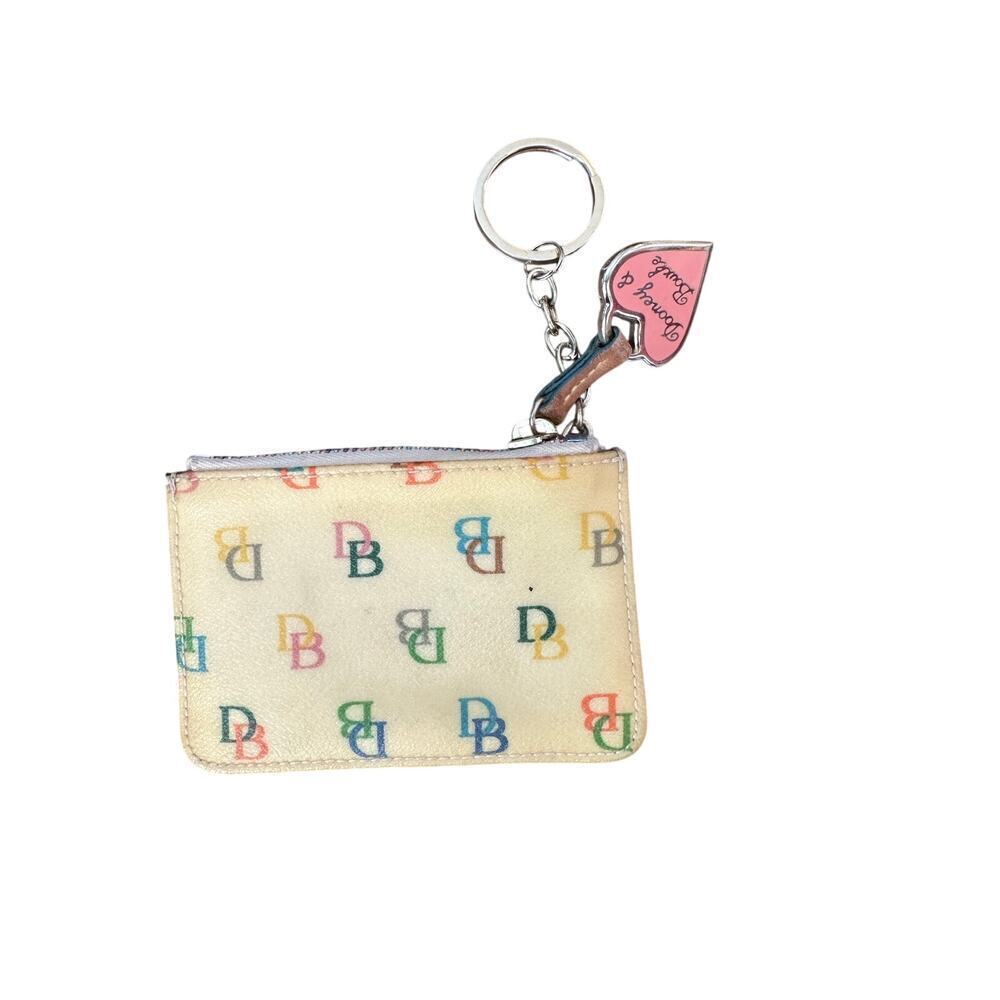 Vintage Dooney & Bourke Zipper Coated Canvas Leather Key Ring Coin Pouch - Picture 2 of 6